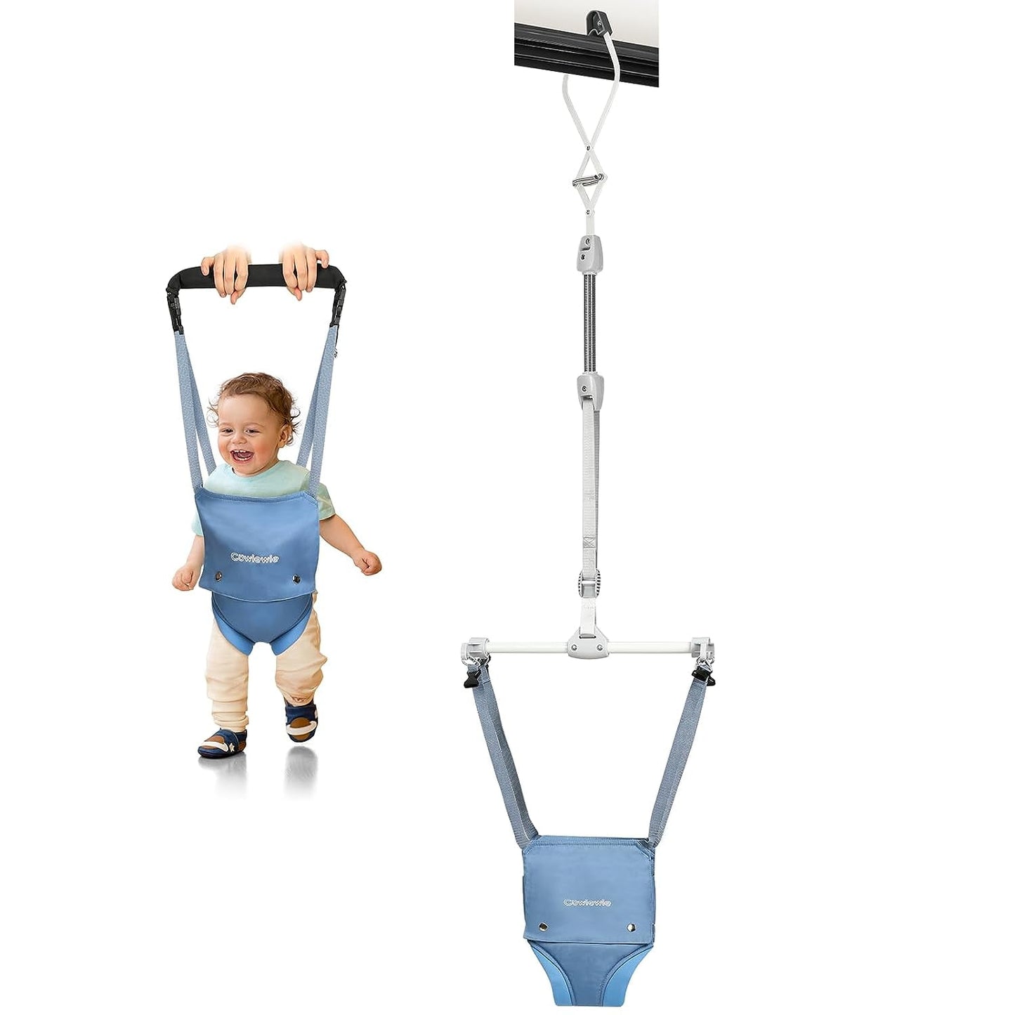 2 in 1 Baby Door Jumper, Adjustable Strap and Seat for 6-24 Months Infant Toddler,Black