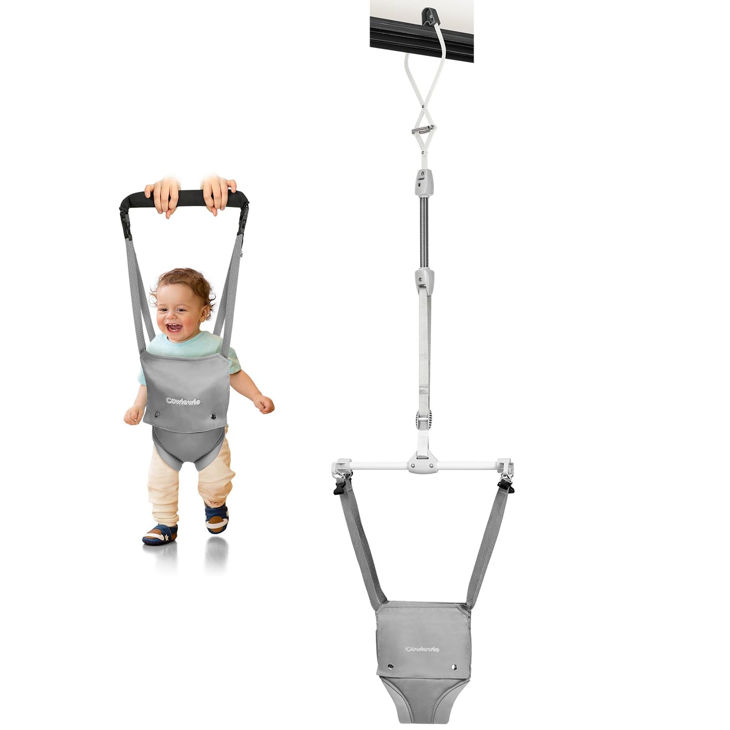 2 in 1 Baby Door Jumper, Adjustable Strap and Seat for 6-24 Months Infant Toddler,Black