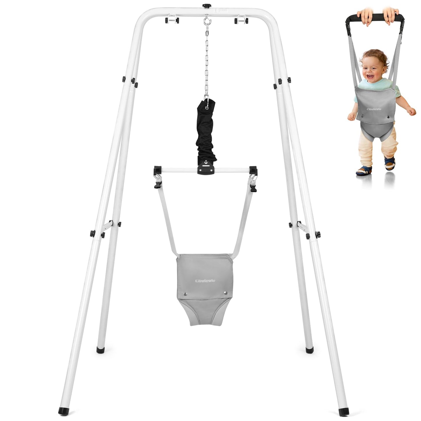 2 in 1 Baby Door Jumper, Adjustable Strap and Seat for 6-24 Months Infant Toddler, Blue