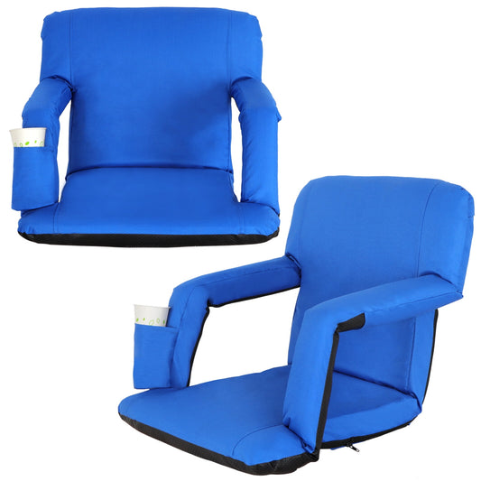 ZenSports 2 Pack Stadium Chair Seat for Bleachers 6 Reclining Positions - Black
